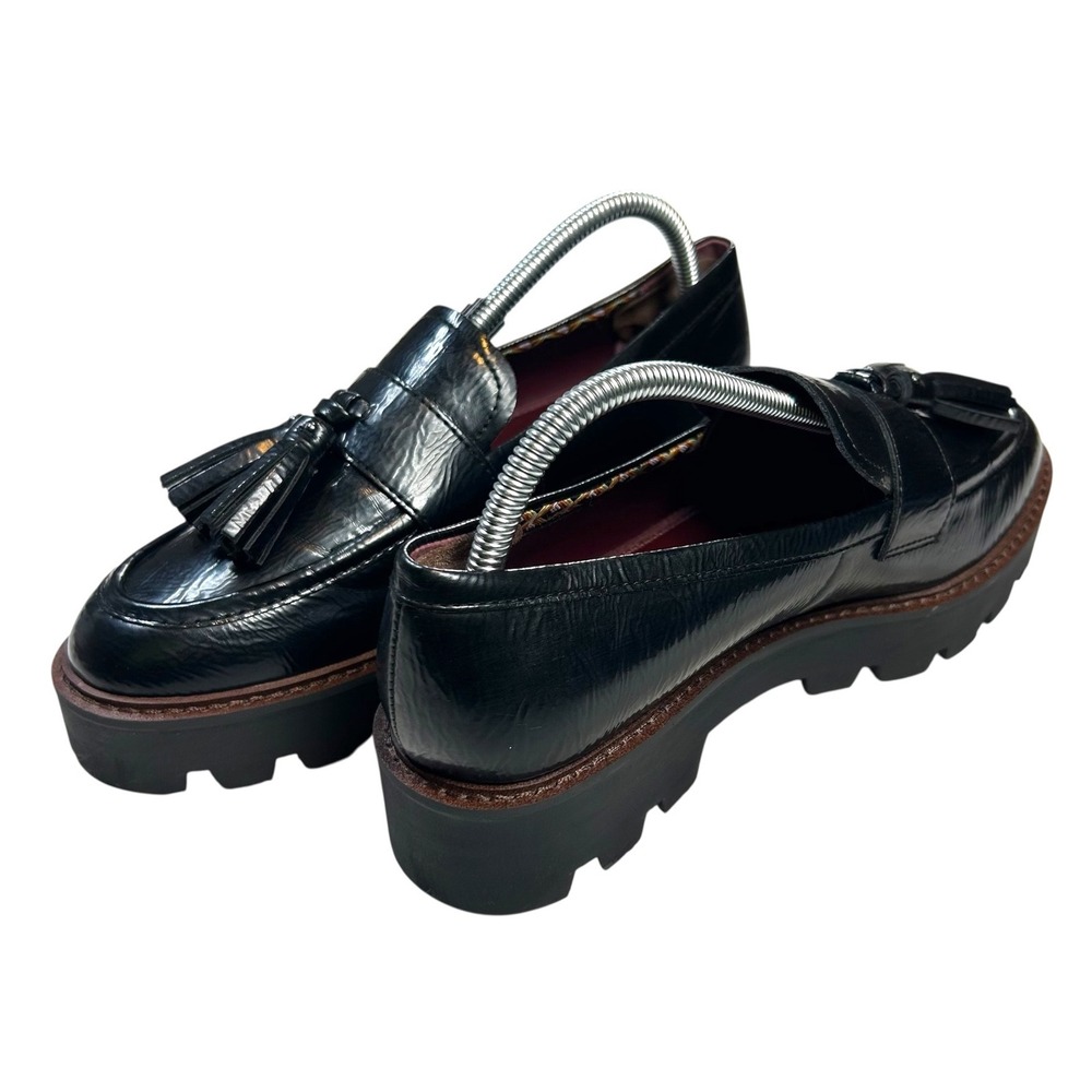 Sarto Tassel Loafers Women 9 Black Platform Lug Sole Leather - Picture 10 of 10